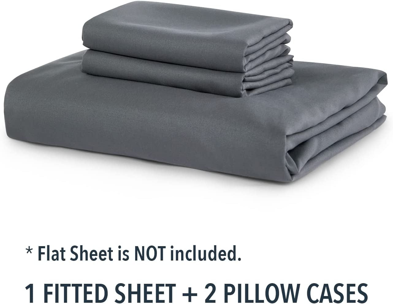 - Grey Fitted Sheet Set, 1000TC Ultra Soft Microfiber, Fitted Sheet & 2 Pillowcases (3Pcs, Queen Size)